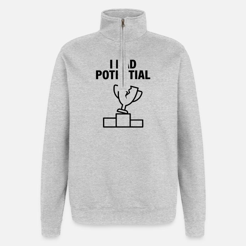 J'avais du Potentiel Humour Sarcastique - Sweat à zip 1/4 - gris chiné