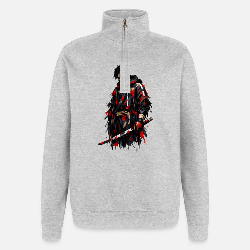 Roter Schatten Samurai - Quarter-Zip-Sweatshirt - Grau meliert