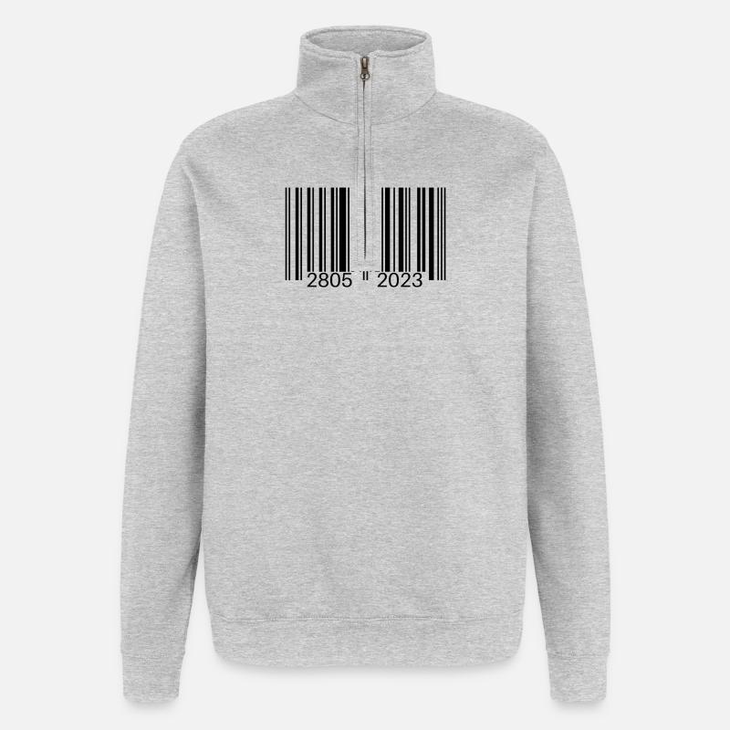 Code-barres - Sweat à zip 1/4 - gris chiné