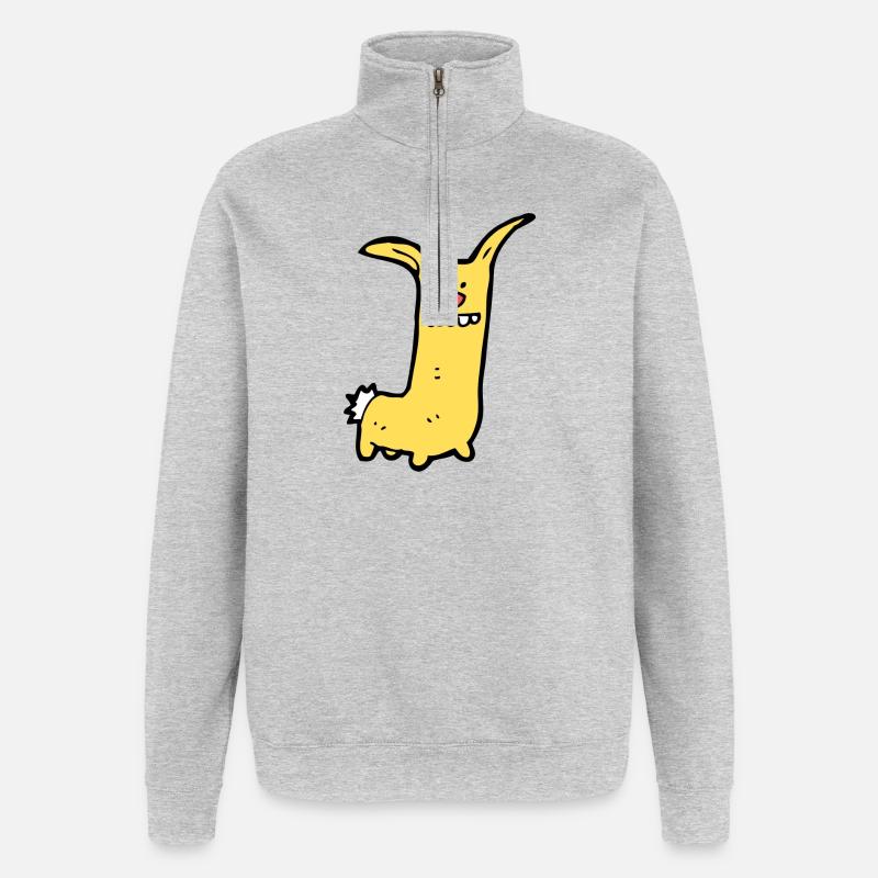 Lustiges Comic Tier - Quarter-Zip-Sweatshirt - Grau meliert