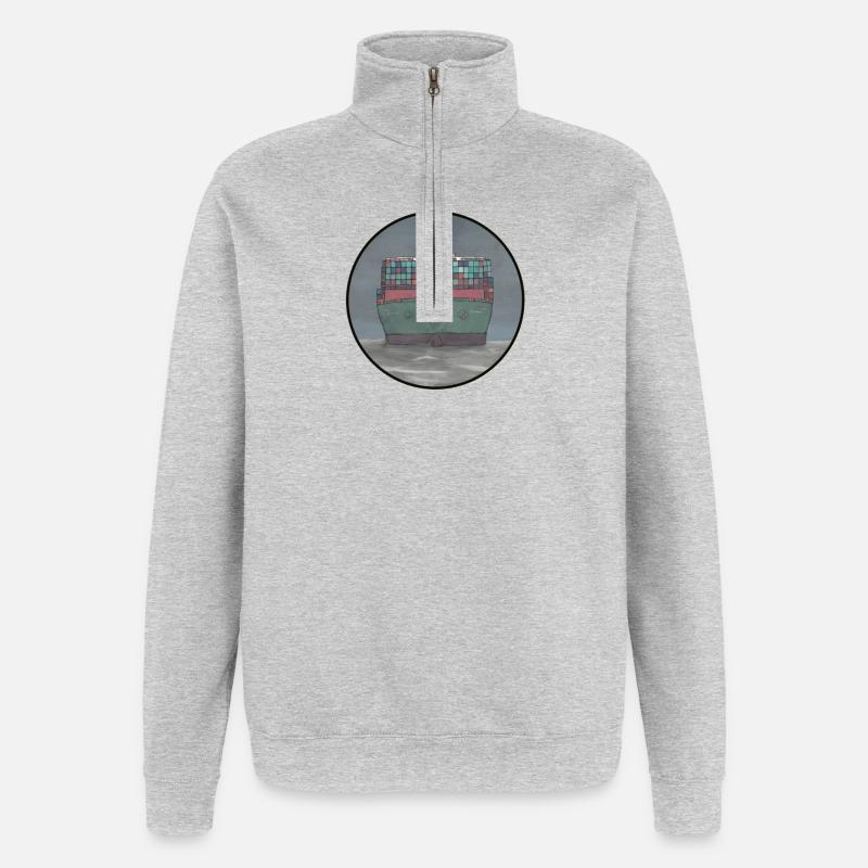 container ship - Quarter-Zip Sweatshirt - heather grey