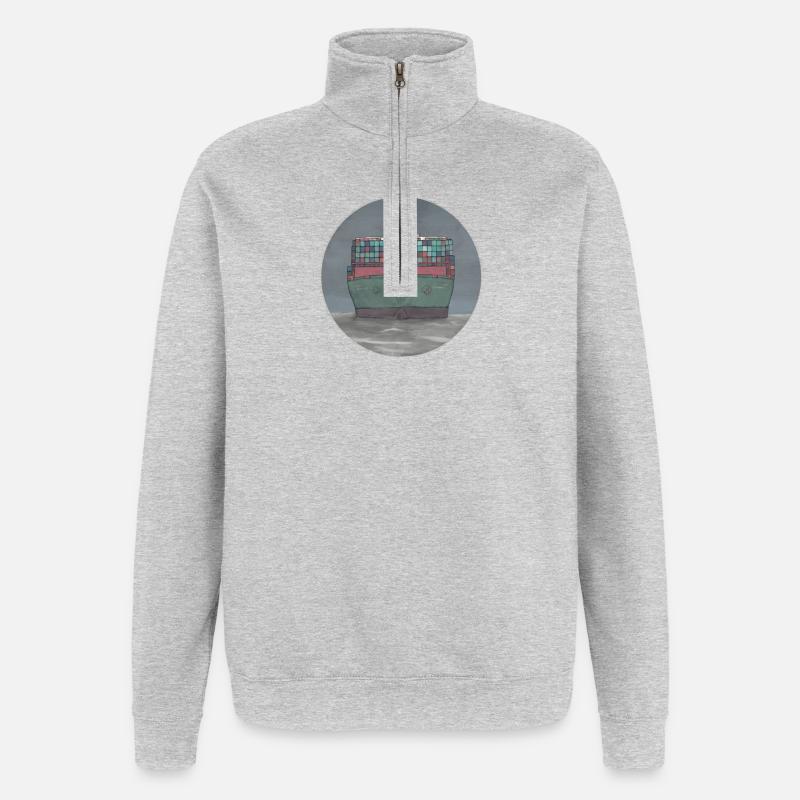 Containerschiff - Quarter-Zip-Sweatshirt - Grau meliert