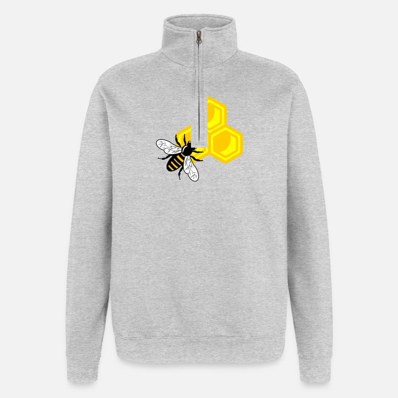 Honigbiene auf Wabe - Quarter-Zip-Sweatshirt - Grau meliert