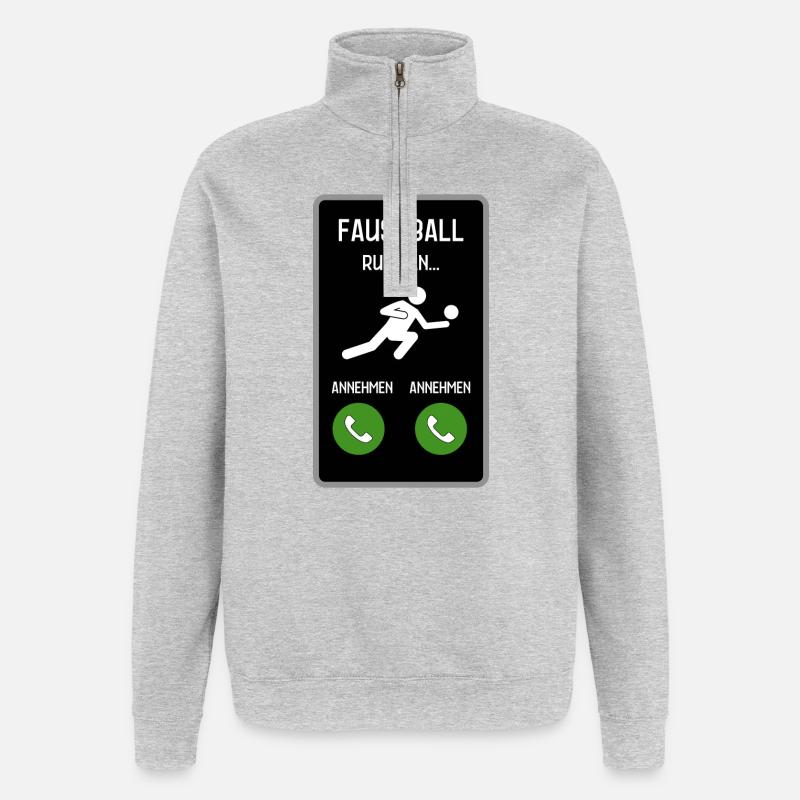 Faustball ruft an - Quarter-Zip-Sweatshirt - Grau meliert