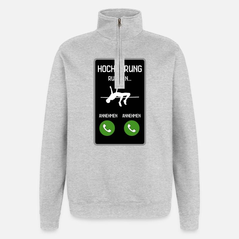 Hochsprung ruft an - Quarter-Zip-Sweatshirt - Grau meliert