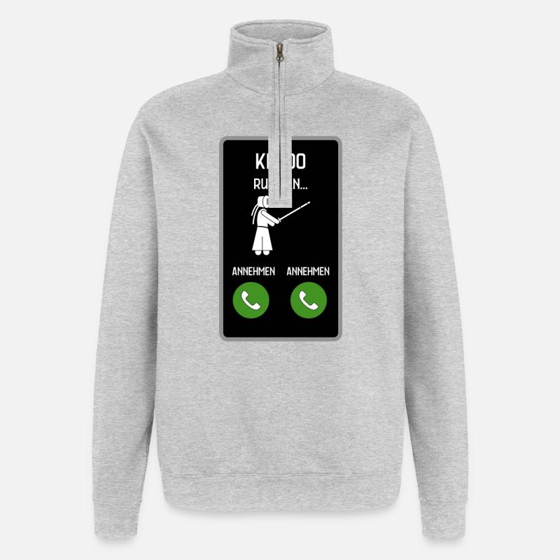 Kendo ruft an - Quarter-Zip-Sweatshirt - Grau meliert