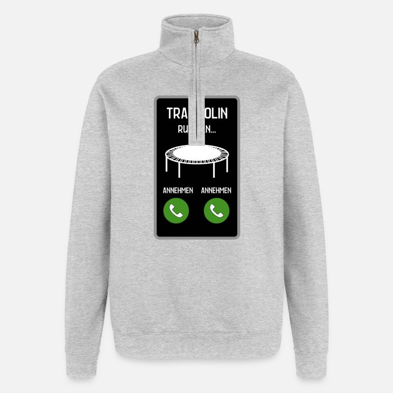 Trampolin ruft an - Quarter-Zip-Sweatshirt - Grau meliert