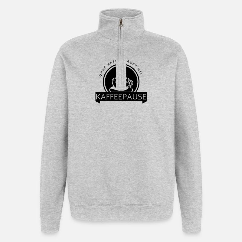 Kaffeepause - Quarter-Zip-Sweatshirt - Grau meliert