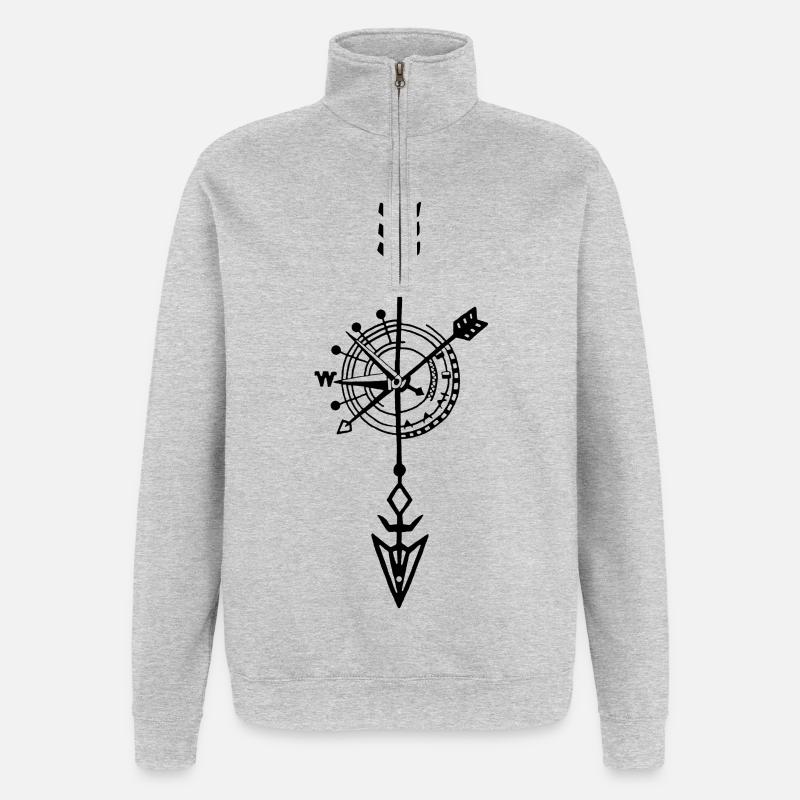 Esquisse d'un compas noir - Sweat à zip 1/4 - gris chiné