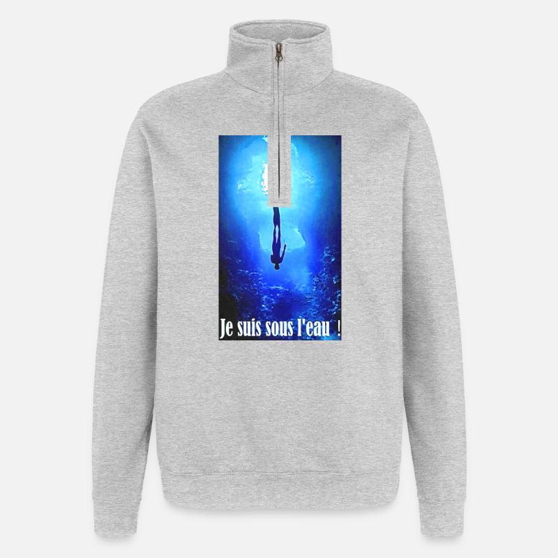 Je suis sous l'eau - Sweat à zip 1/4 - gris chiné
