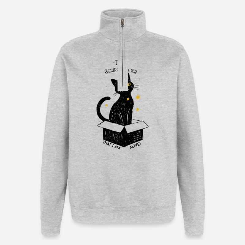 Schrödingers Katze - Quarter-Zip-Sweatshirt - Grau meliert