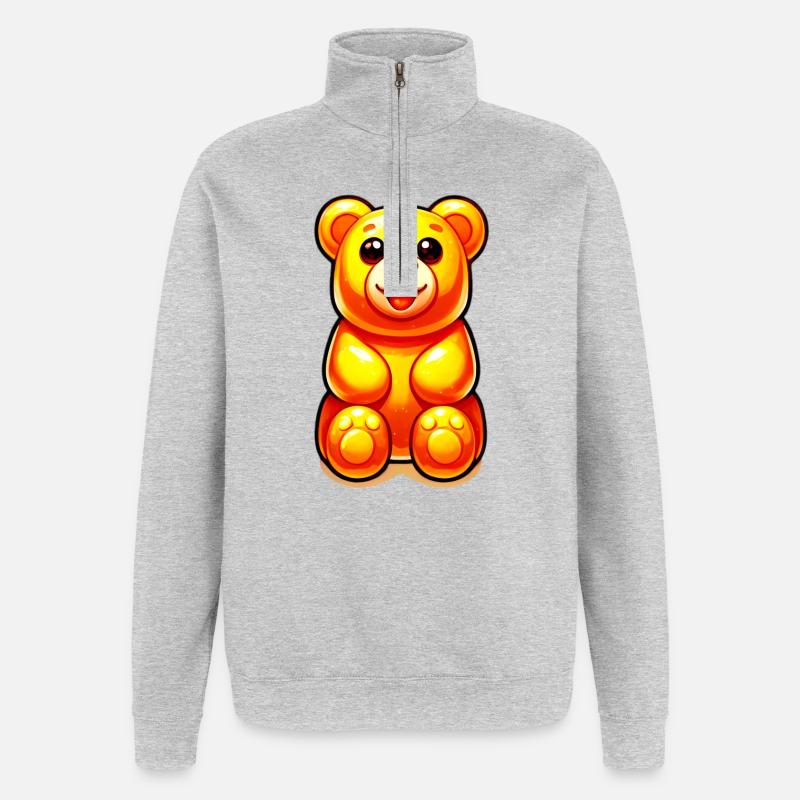 Teddybär - Quarter-Zip-Sweatshirt - Grau meliert