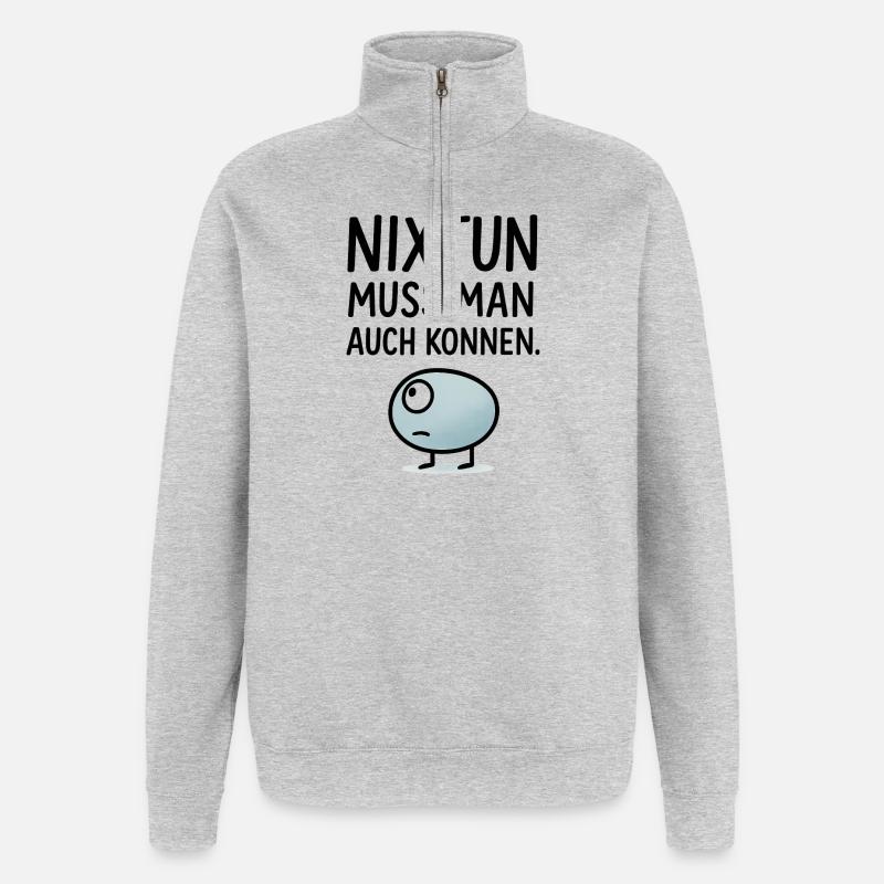 Nixtun muss man auch können - Quarter-Zip-Sweatshirt - Grau meliert