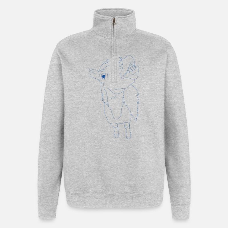 Drôle de cheval avec la gueule ouverte - Sweat à zip 1/4 - gris chiné