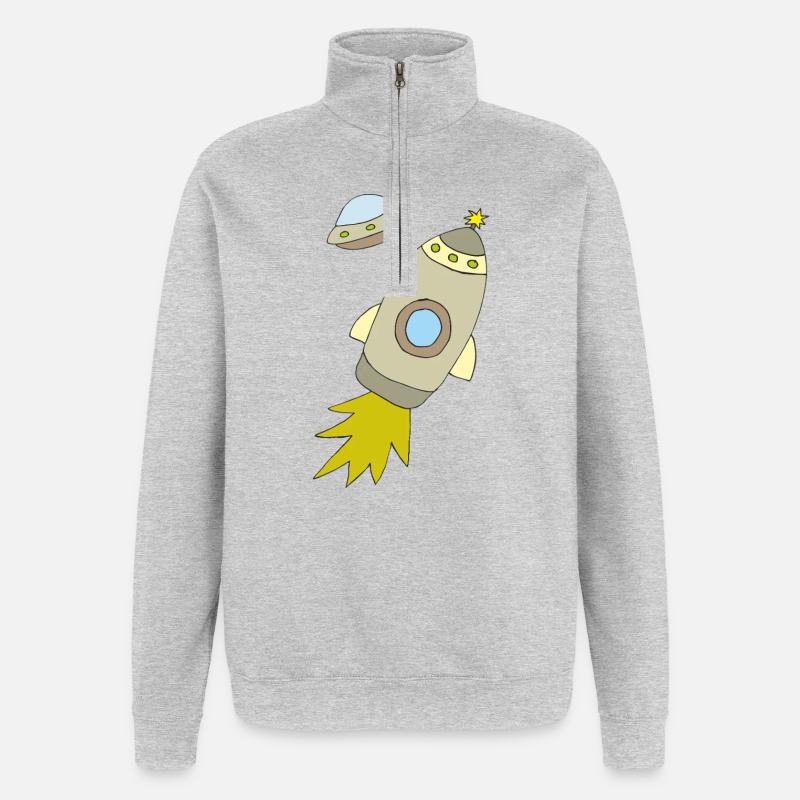 Fusée spatiale à propulsion lumineuse - Sweat à zip 1/4 - gris chiné