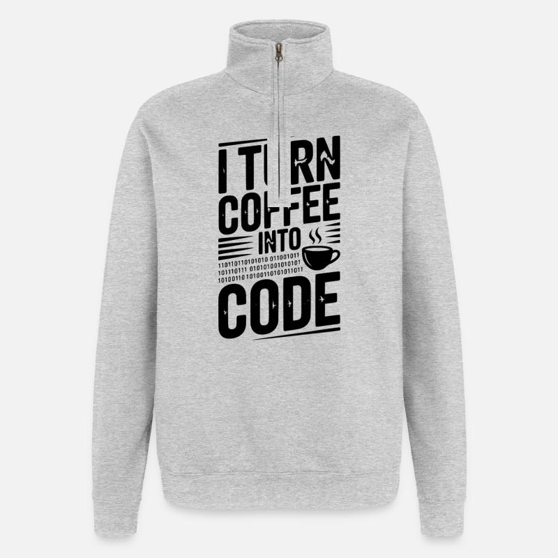 I Turn Coffee Into Code - Quarter-Zip Sweatshirt - heather grey
