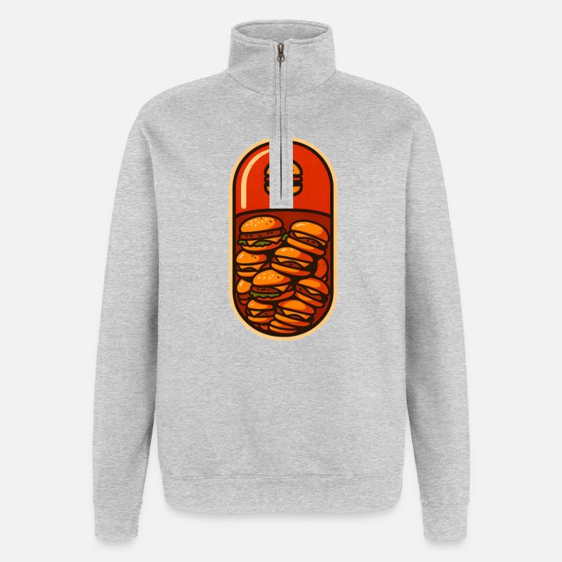 Funny Hamburger Stack Lover Design - Quarter-Zip Sweatshirt - heather grey