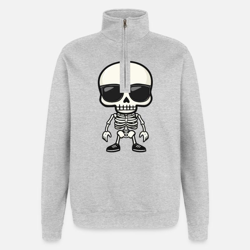 Zombie Halloween Skelett - Quarter-Zip-Sweatshirt - Grau meliert