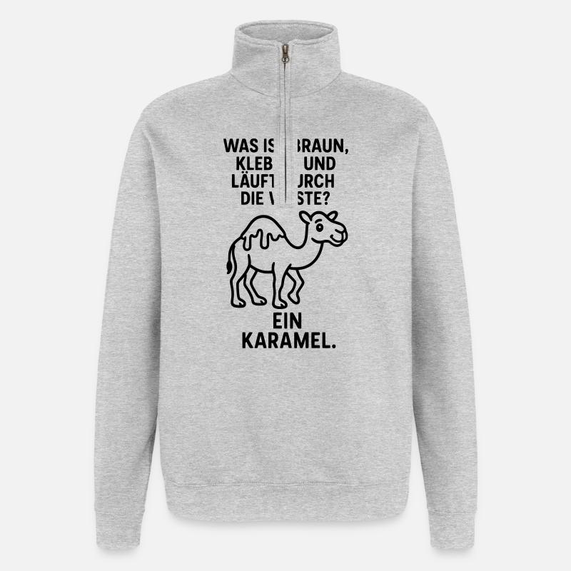 Blague Karamel Caramel Camel Desert Kids - Sweat à zip 1/4 - gris chiné