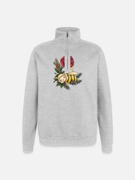 Honey Bee Dreaming Among Roses - Quarter-Zip Sweatshirt - heather grey