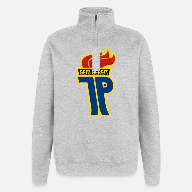 JP - Junge Pioniere Logo - Quarter-Zip-Sweatshirt - Grau meliert