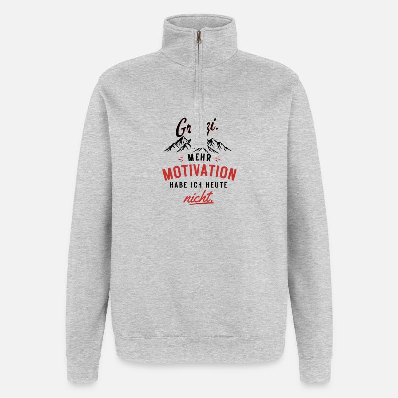 Motivation nicht – Herzrot Script - Quarter-Zip-Sweatshirt - Grau meliert