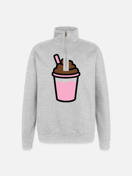 Iced Coffee Smoothie Logo - Quarter-Zip Sweatshirt - heather grey