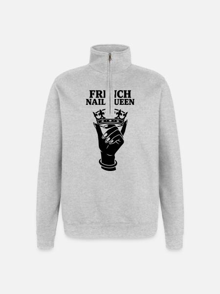French Nail Queen Cosmetic Manicure - Quarter-Zip Sweatshirt - heather grey