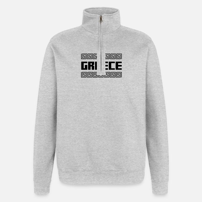 Grèce Pays Îles Hellas Symbole Cadeau - Sweat à zip 1/4 - gris chiné