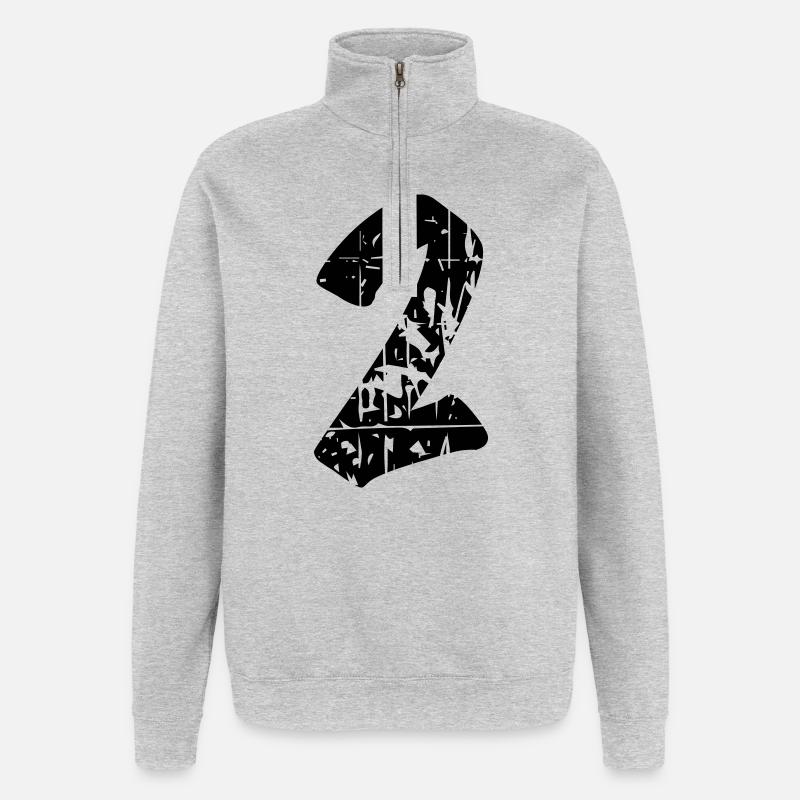 2 - Quarter-Zip-Sweatshirt - Grau meliert
