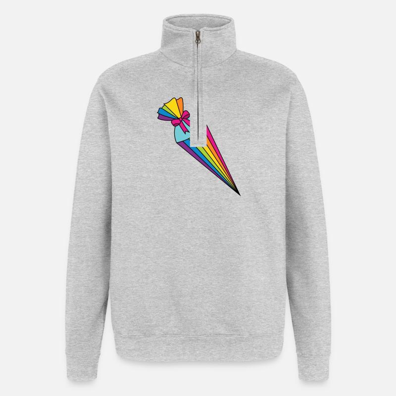 School Cone Sugar Cone - Quarter-Zip Sweatshirt - heather grey