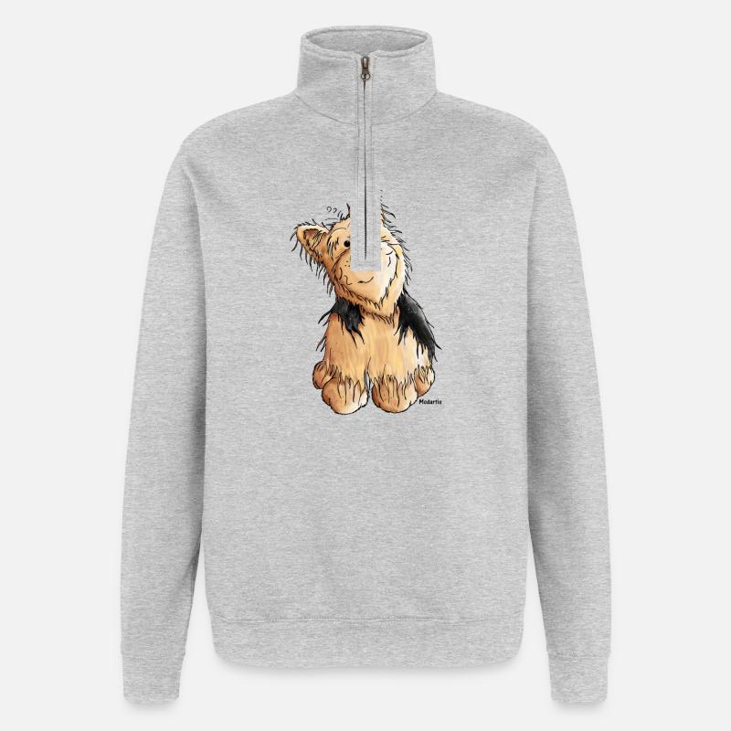 Yorkshire Terrier - Hund - Quarter-Zip-Sweatshirt - Grau meliert
