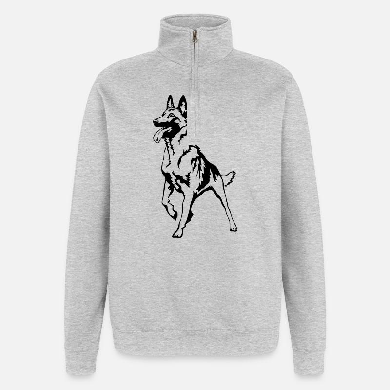 Malinois - Sweat à zip 1/4 - gris chiné