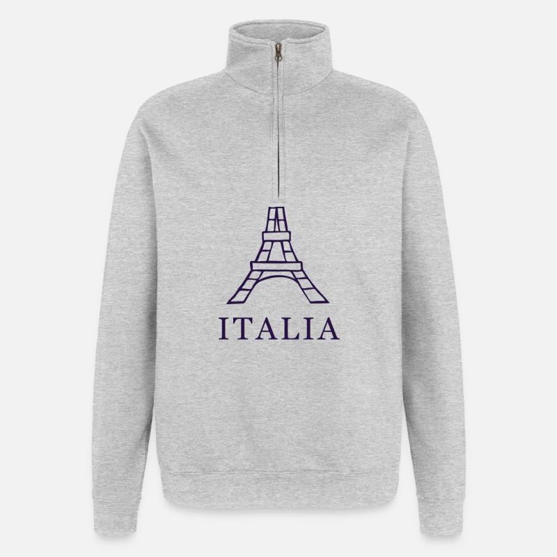 Italy Eiffel Tower design - Quarter-Zip Sweatshirt - heather grey