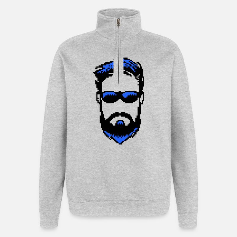 Bartträger Männlichkeit Bart ziegenbart - Quarter-Zip-Sweatshirt - Grau meliert