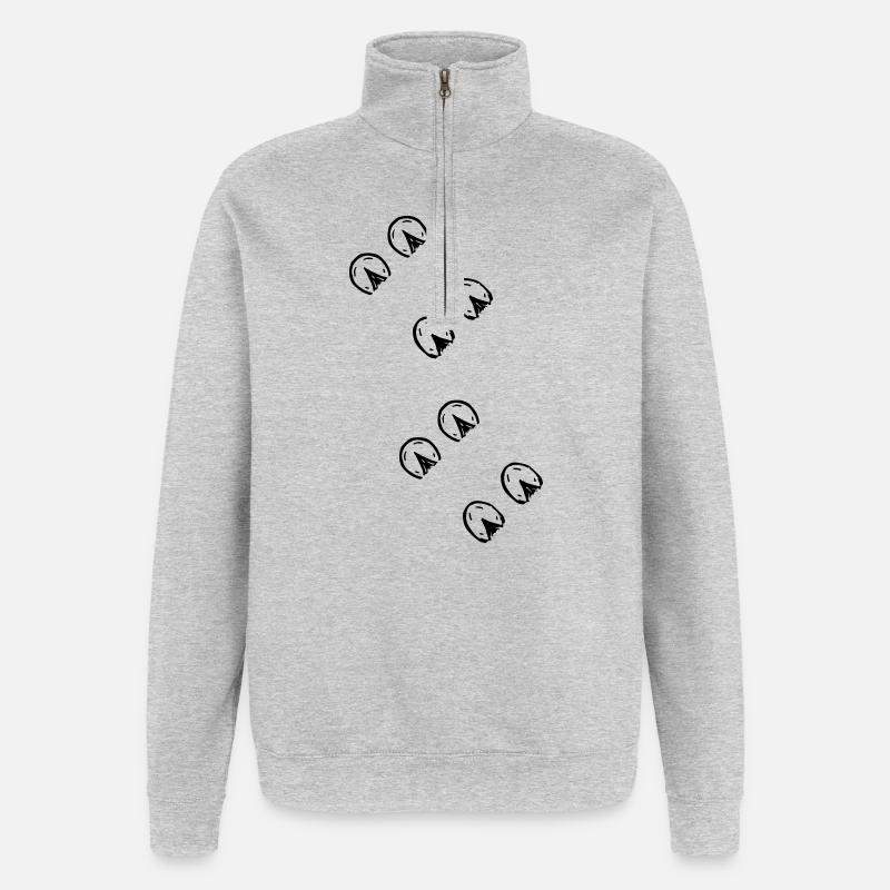 Hufabdrücke Pferdehuf - Quarter-Zip-Sweatshirt - Grau meliert