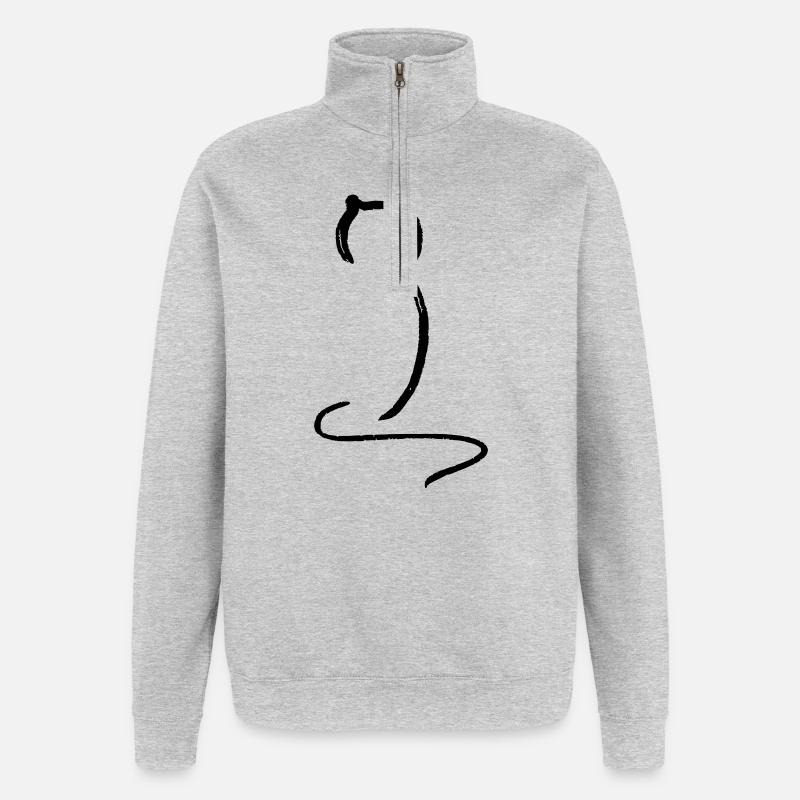 Chat - Sweat à zip 1/4 - gris chiné