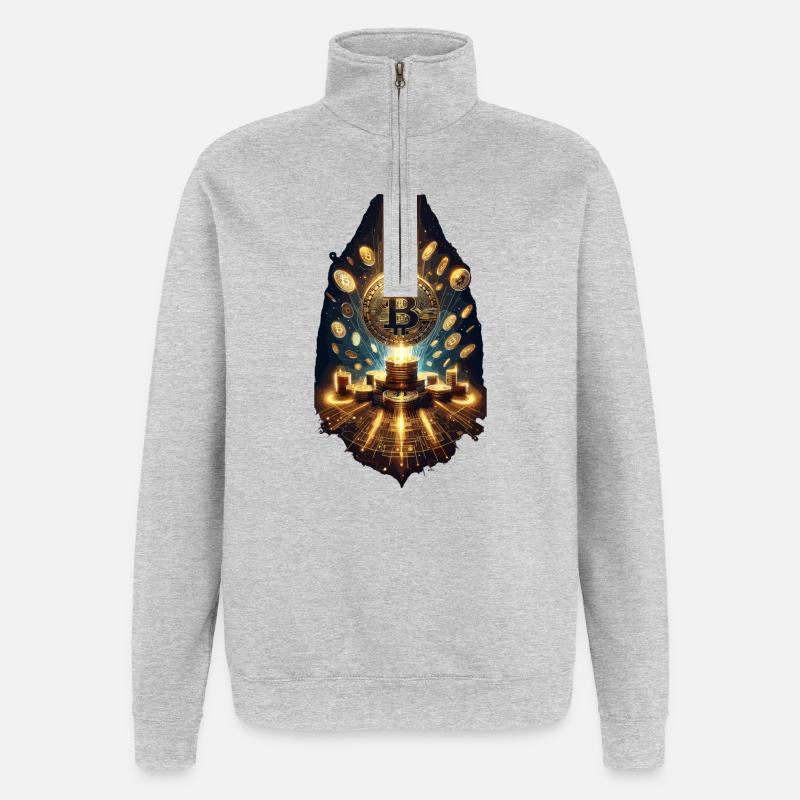 Bitcoin Explosion Digital Artwork - Quarter-Zip Sweatshirt - heather grey
