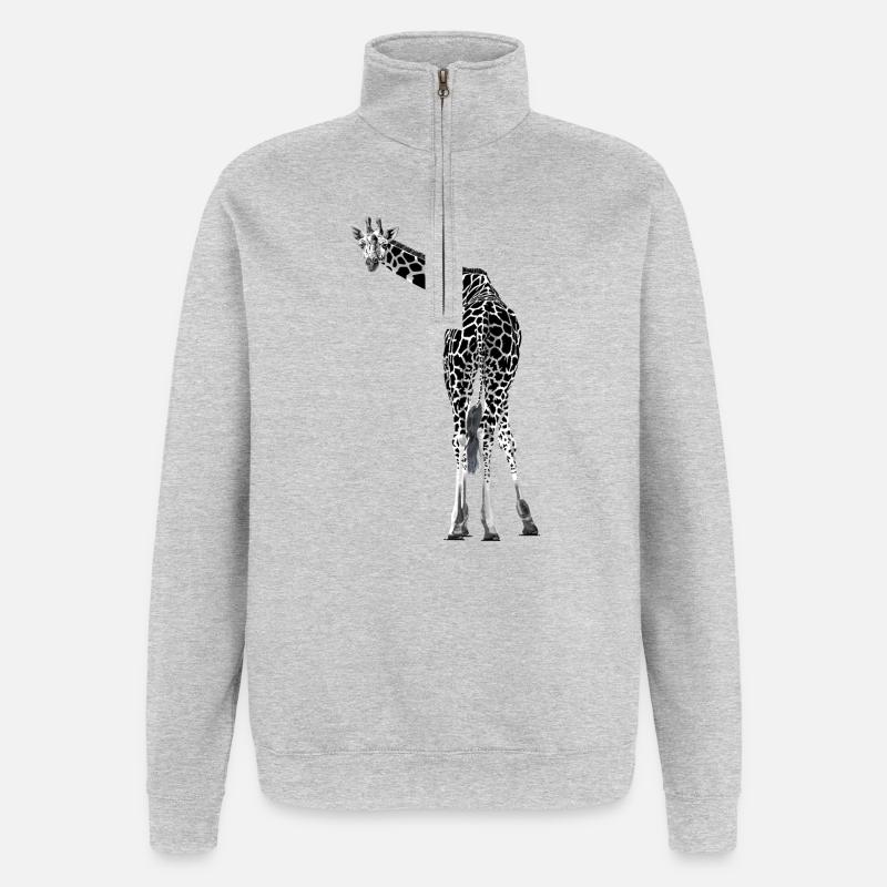 Giraffe greets friendly - Quarter-Zip Sweatshirt - heather grey
