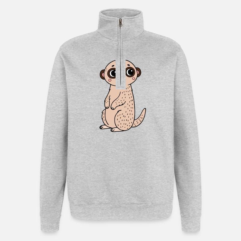 Suricate - Sweat à zip 1/4 - gris chiné