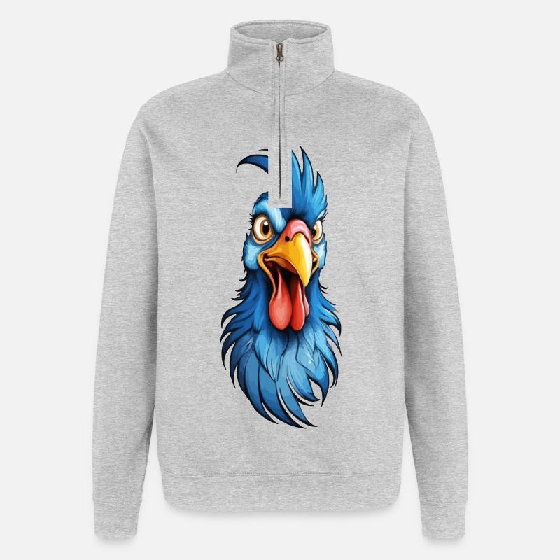 Ein blau-gefiederter Hahn - Quarter-Zip-Sweatshirt - Grau meliert