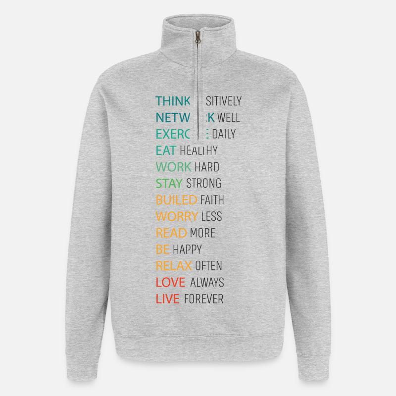 POSITIV DENKEN - Quarter-Zip-Sweatshirt - Grau meliert