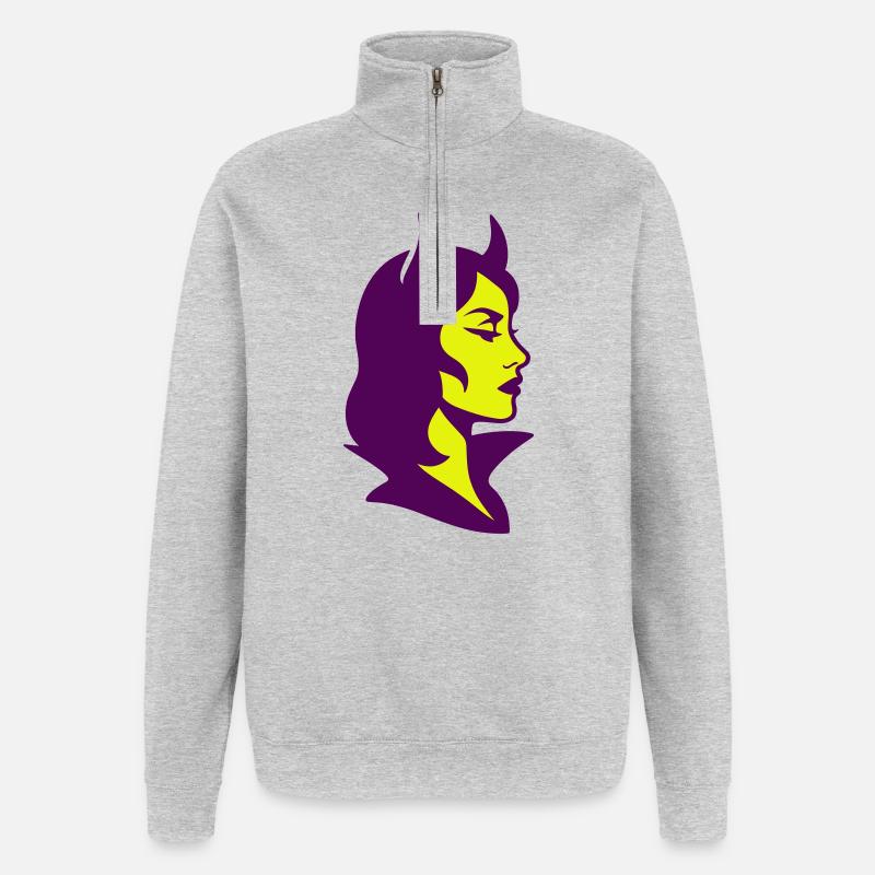 She Devil Pop Art - Quarter-Zip Sweatshirt - heather grey