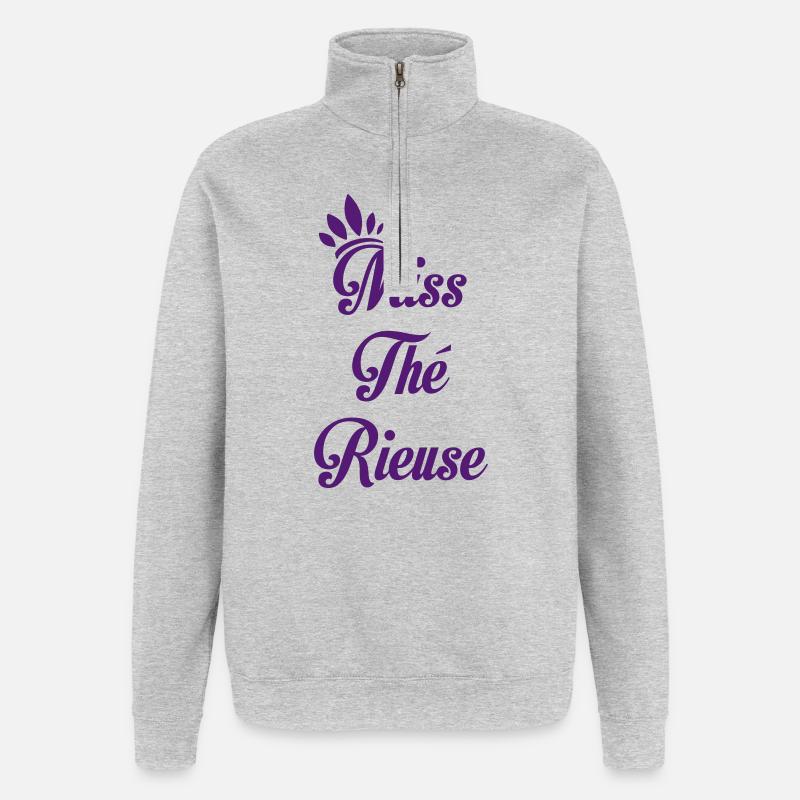 Fräulein Lachender Tee - Quarter-Zip-Sweatshirt - Grau meliert