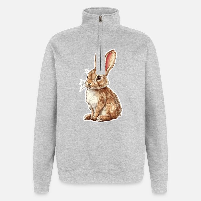 Hase - Quarter-Zip-Sweatshirt - Grau meliert