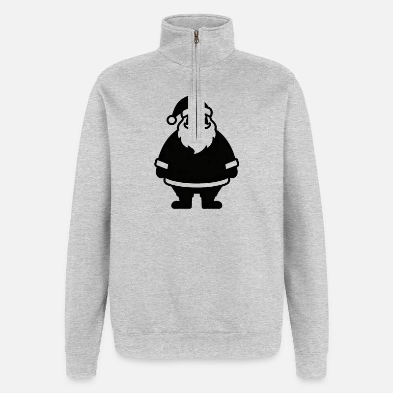 Santas Silhouette Kontur - Quarter-Zip-Sweatshirt - Grau meliert