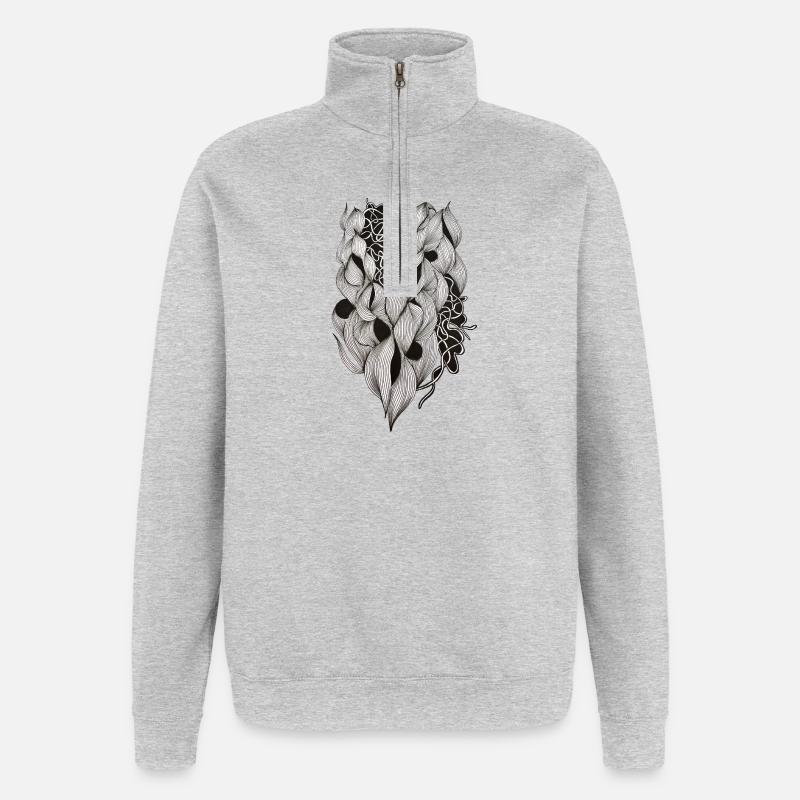 Plexus cardiaque entrelacé - Sweat à zip 1/4 - gris chiné