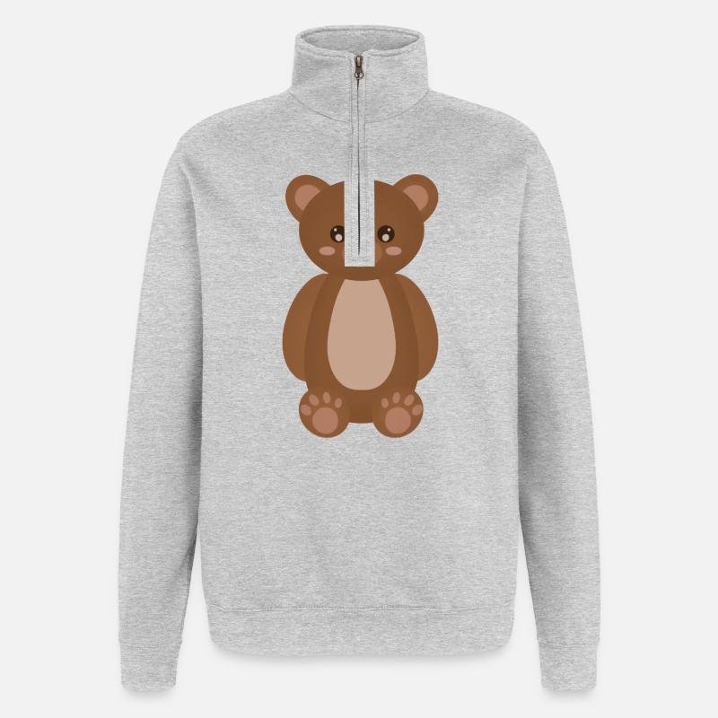 Gemütlicher Braunbär Plüsch - Quarter-Zip-Sweatshirt - Grau meliert