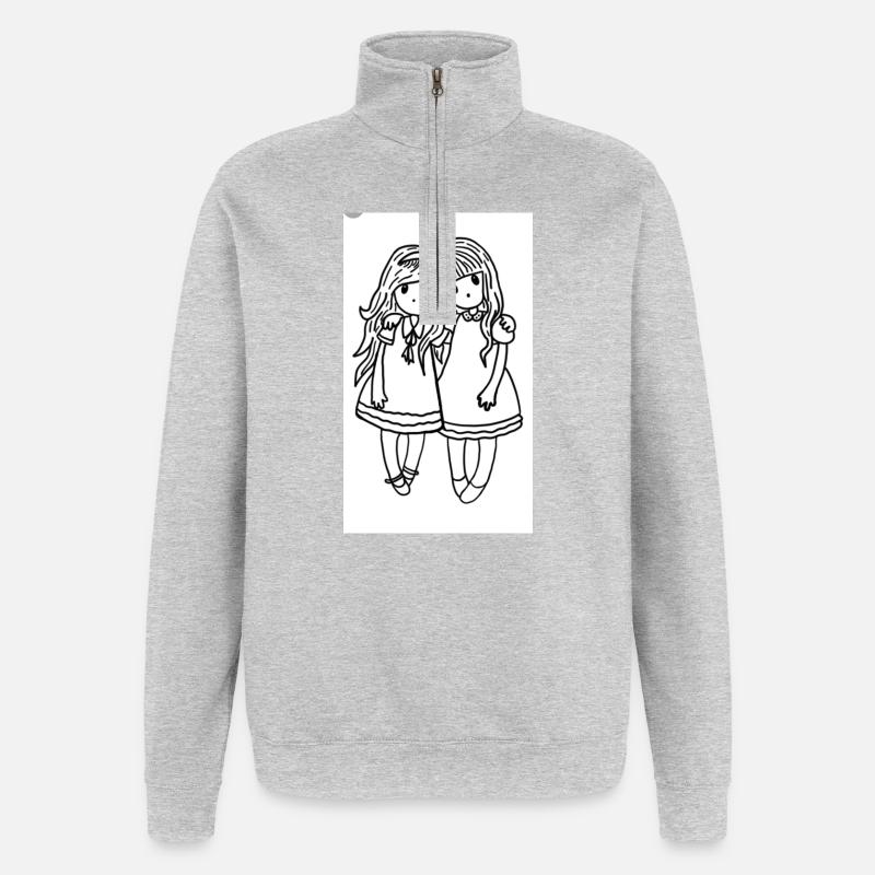 Mädchenduo - Quarter-Zip-Sweatshirt - Grau meliert