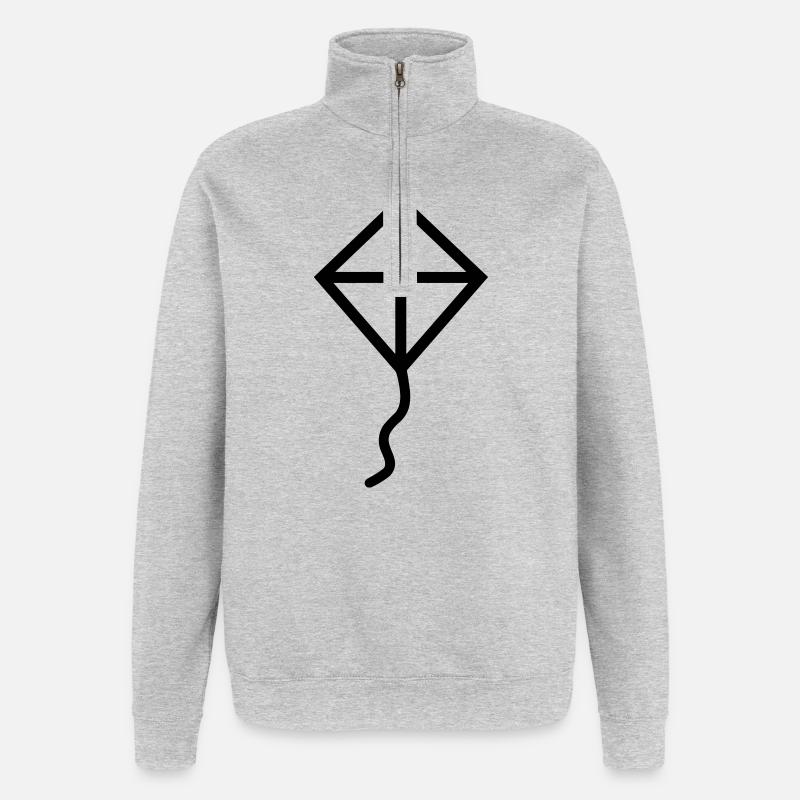 Drachen - Quarter-Zip-Sweatshirt - Grau meliert